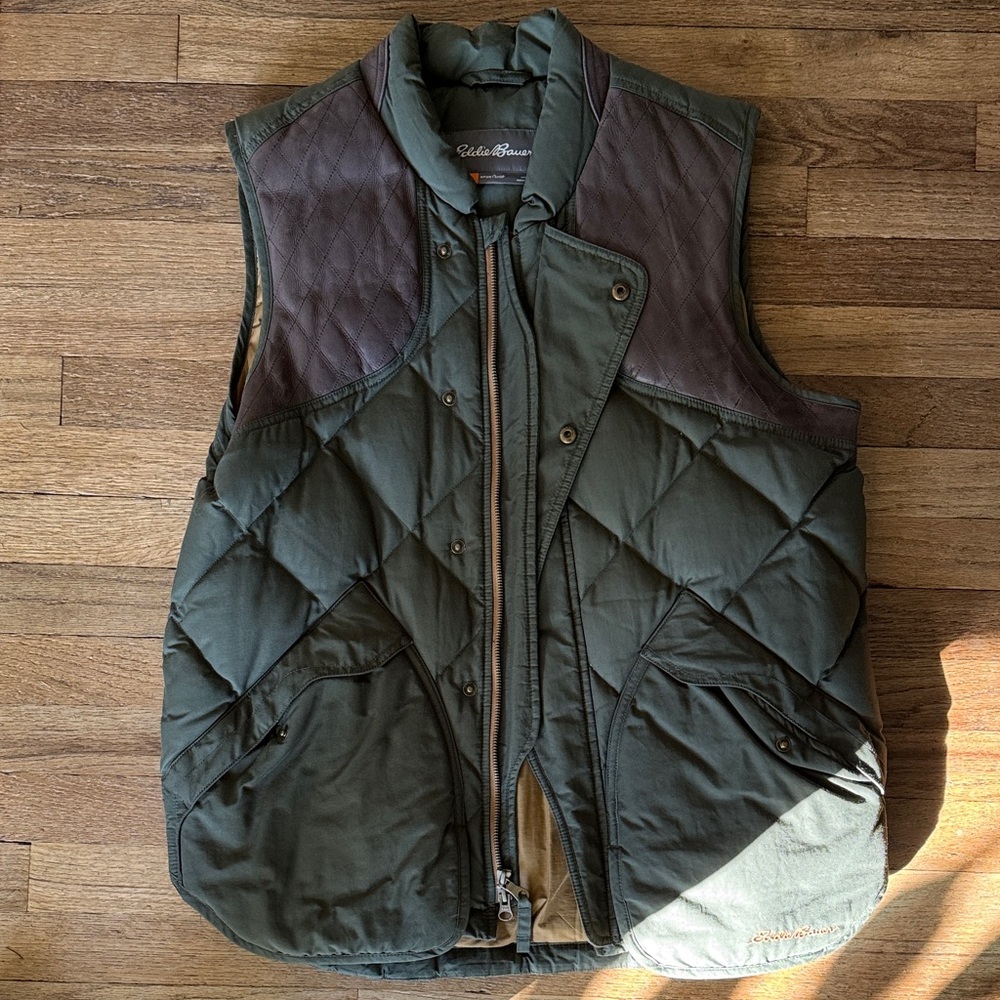 Eddie Bauer Olive and Brown Quilted Men's Vest